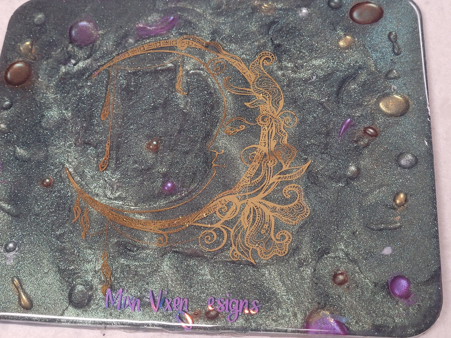 Golden Moon Celestial Charcuterie Board - Handmade Resin Decorative Tray