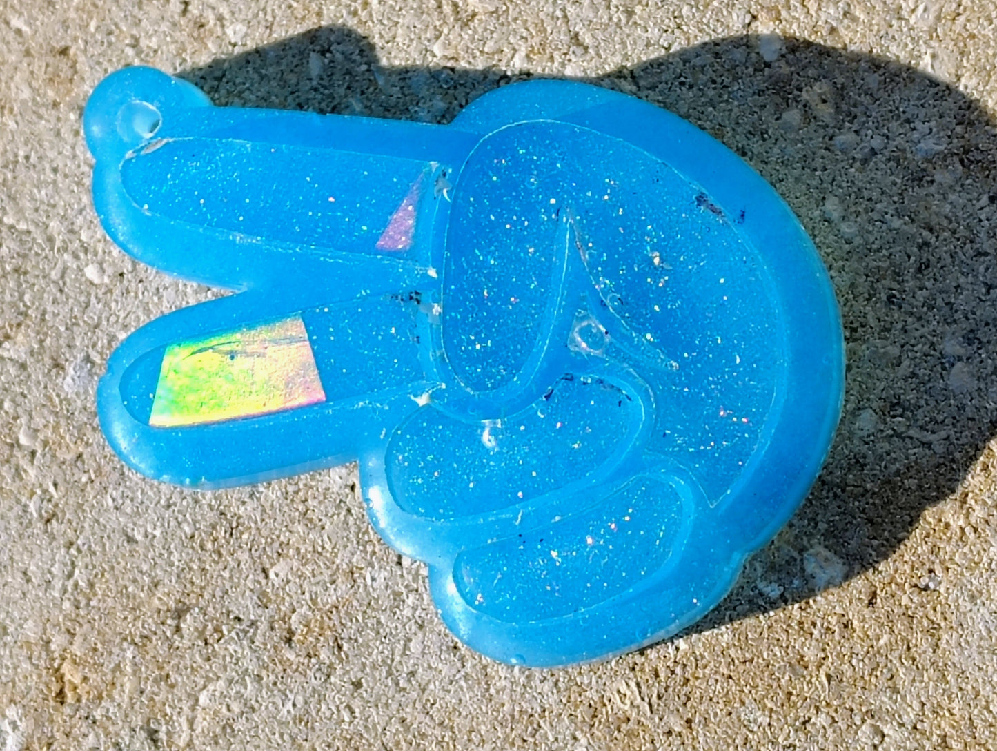 Holographic Peace Sign - Jeep Wave Blue Keychain