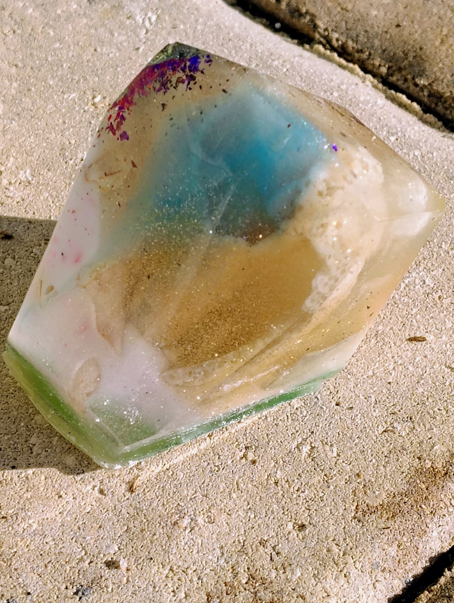Hand Crafted Epoxy Resin "Glowing Chaos" Gemstone - paper weight - accent - decor - gift