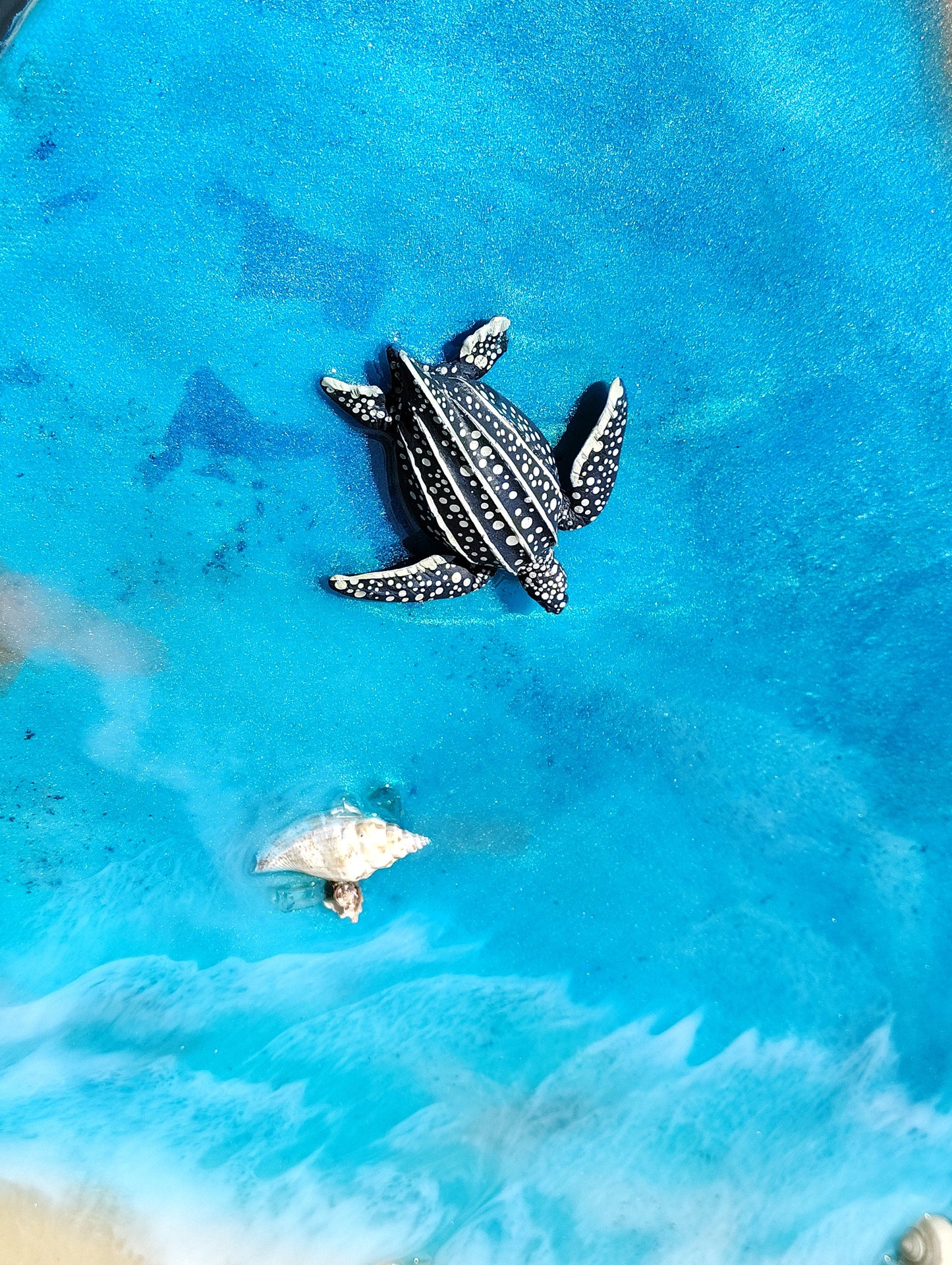 Mexico Beach Sunsets - Artisan Coastal Wall Art with Glow-in-the-Dark Epoxy - Resin - Sharks- Seashells- Turtles