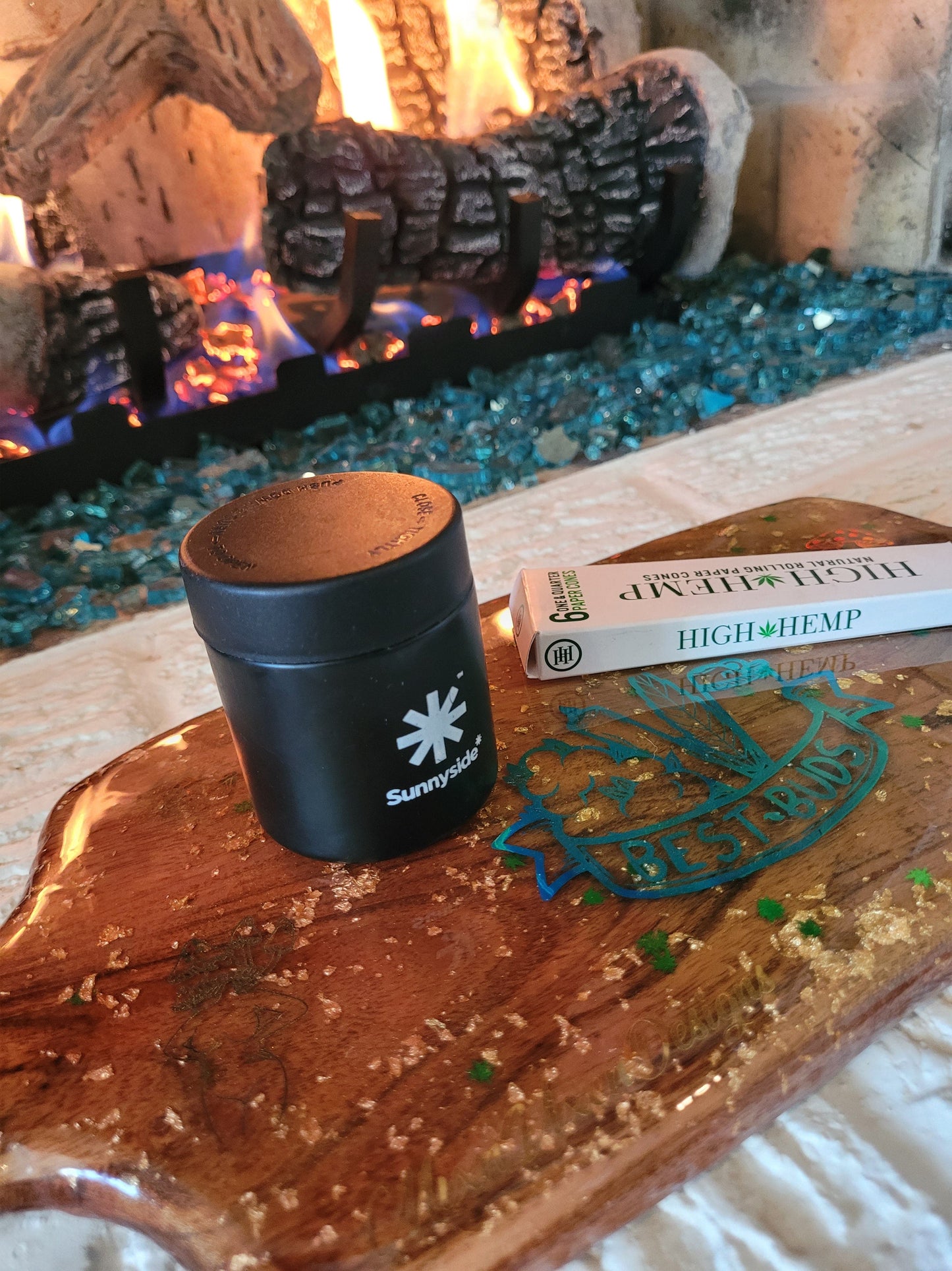 Rasta Theme Glow In The Dark Herb Boho Serving - Rolling Tray - Paddle