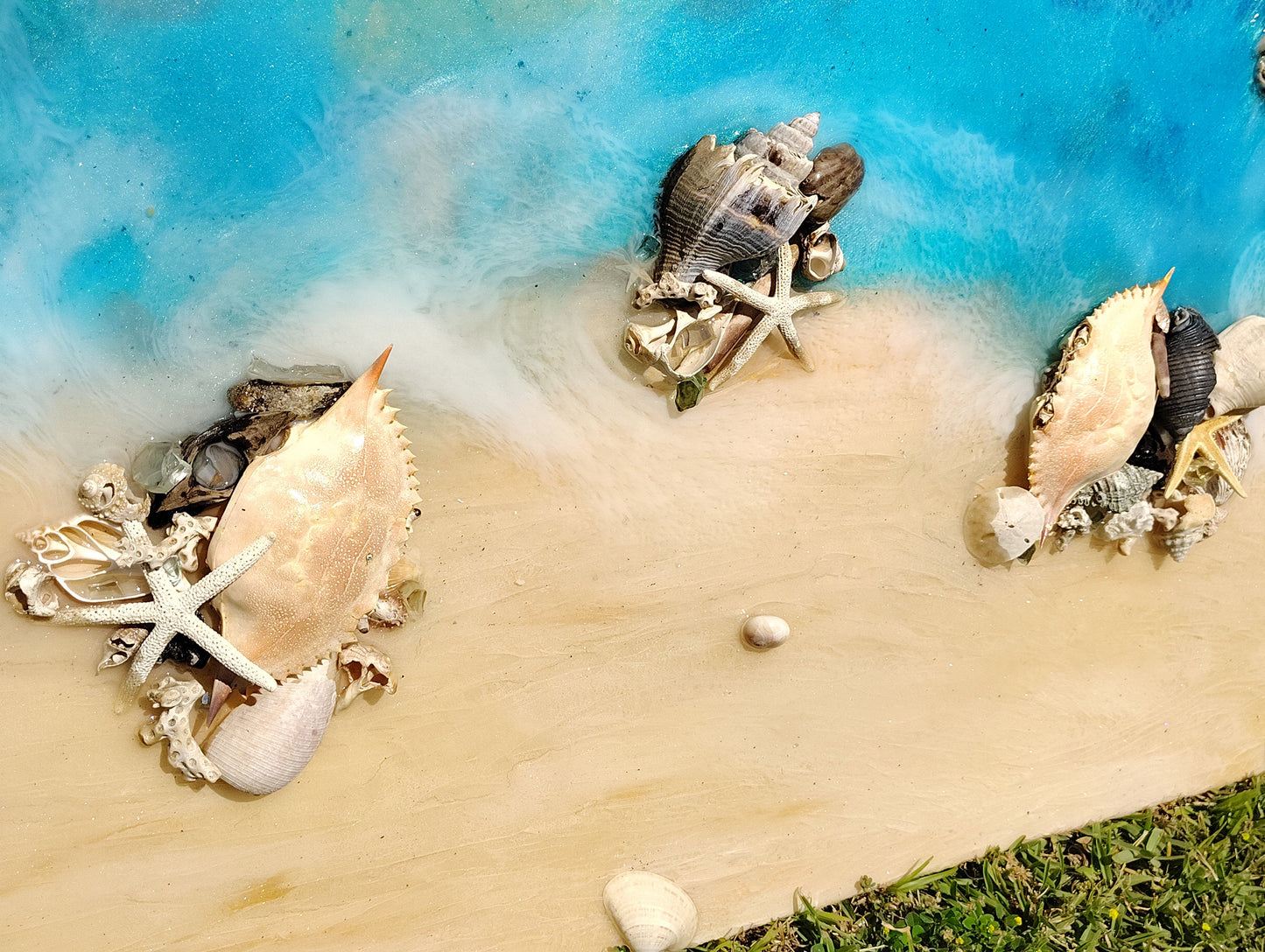 Mexico Beach Sunsets - Artisan Coastal Wall Art with Glow-in-the-Dark Epoxy - Resin - Sharks- Seashells- Turtles