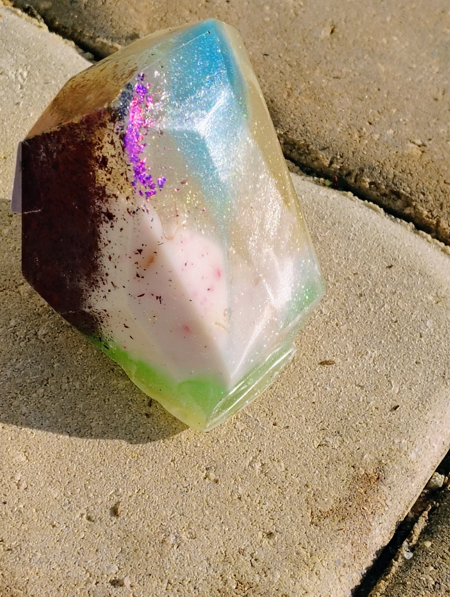 Hand Crafted Epoxy Resin "Glowing Chaos" Gemstone - paper weight - accent - decor - gift