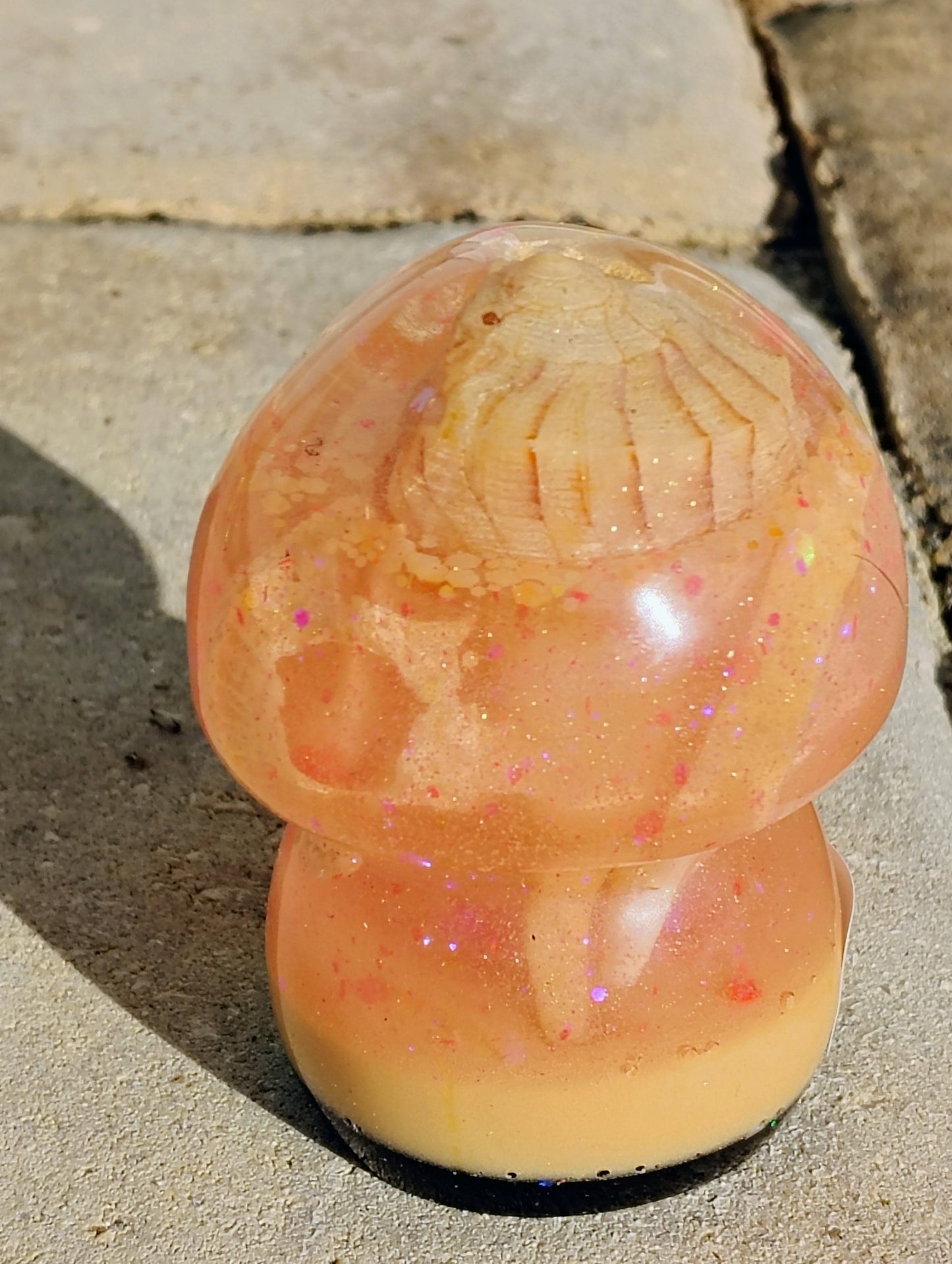 Resin Epoxy Shimmery "Serenity Glow" Mushroom Decor Accent Paper Weight - BOHO, Hippie, Coastal Decor