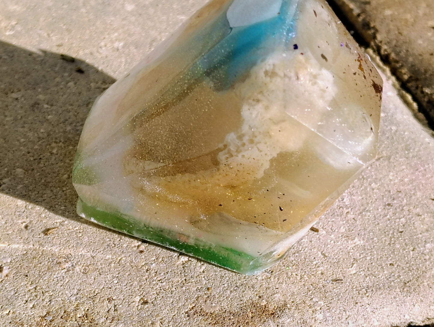 Hand Crafted Epoxy Resin "Glowing Chaos" Gemstone - paper weight - accent - decor - gift