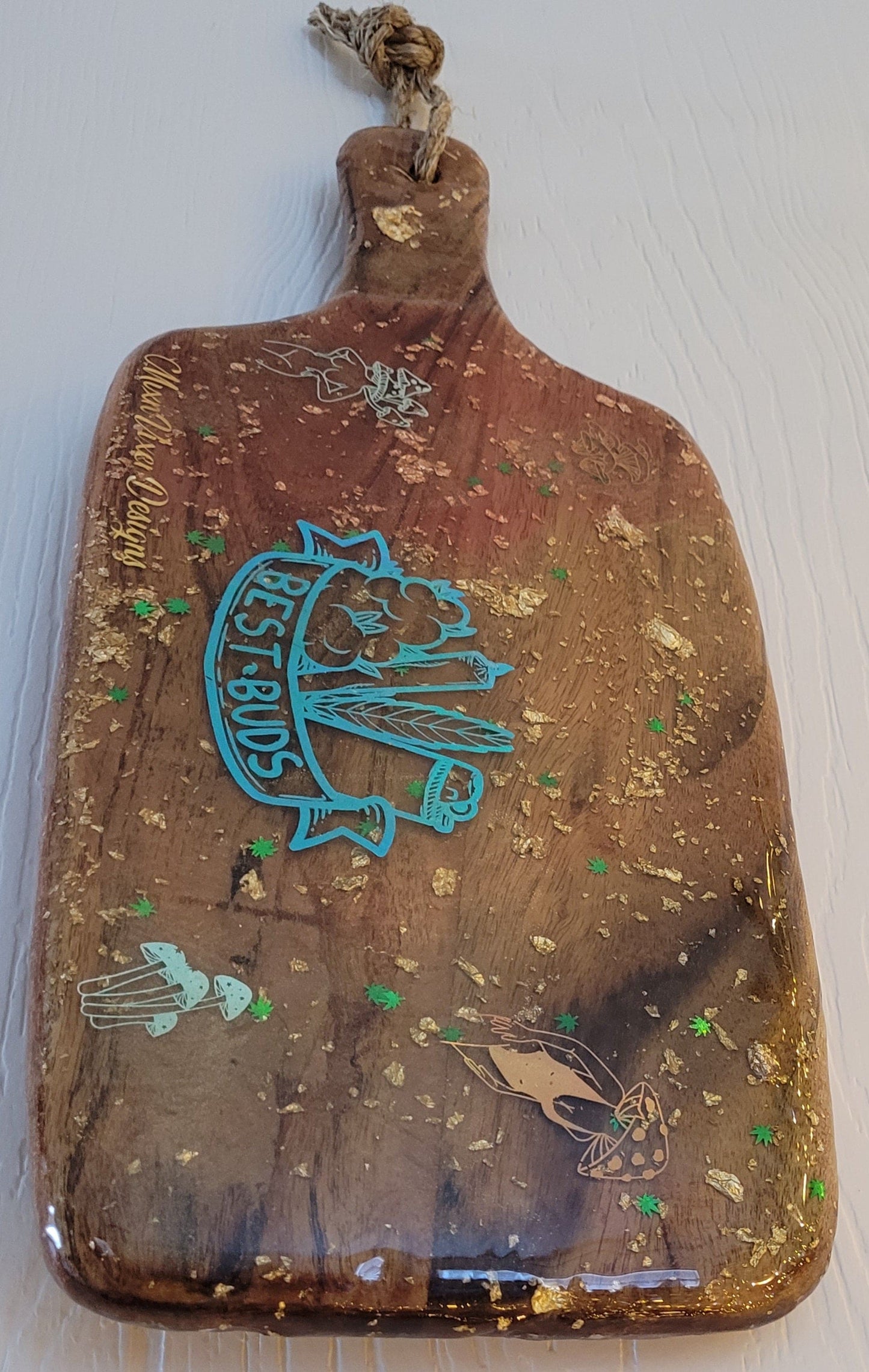 Rasta Theme Glow In The Dark Herb Boho Serving - Rolling Tray - Paddle