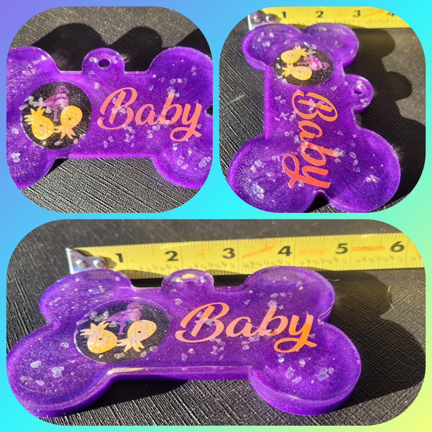 Dog Bone Pet Name w/ Circle 4 1/2in X 2 3/4in