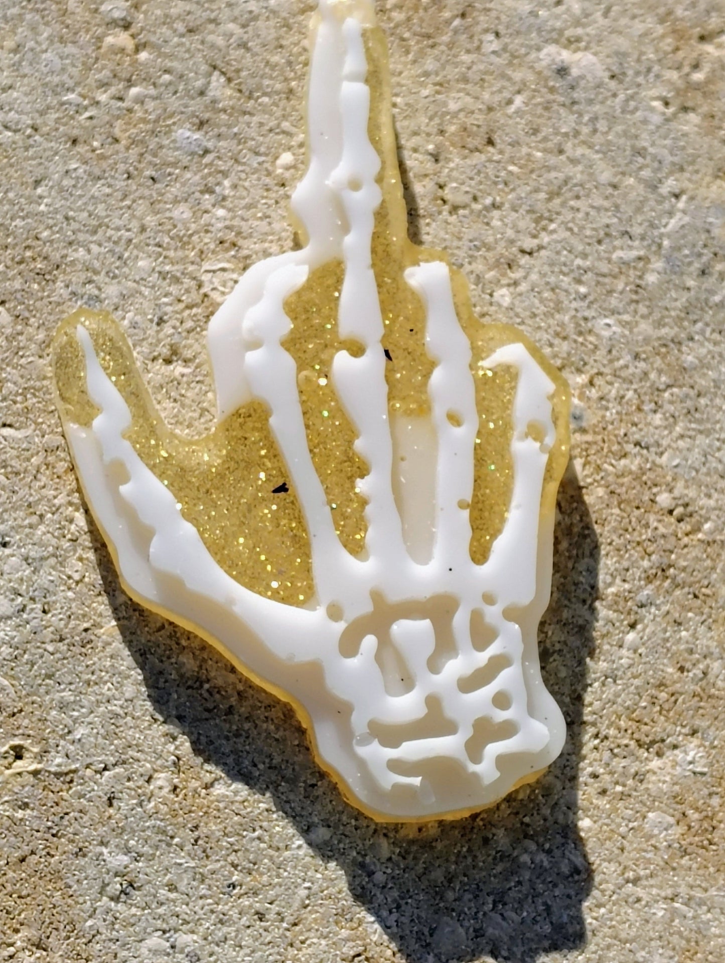 White and Gold Middle Finger Keychain