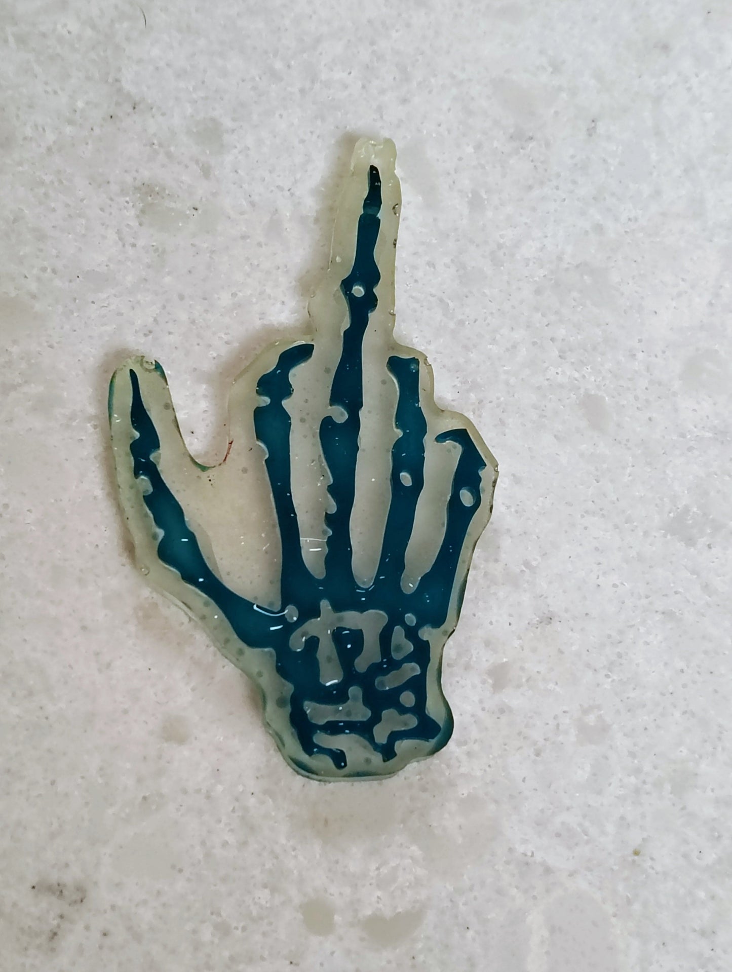 Teal and Glow Middle Finger Keychain