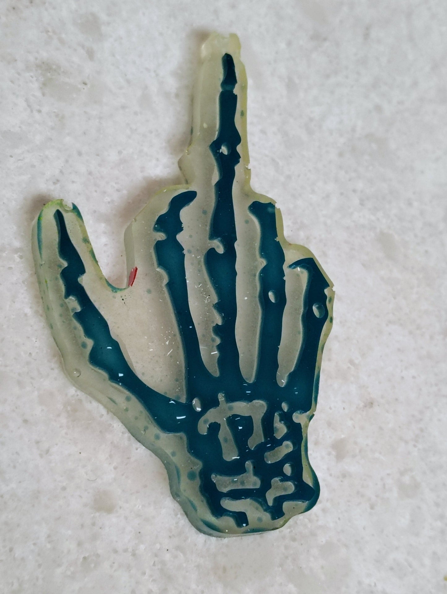 Teal and Glow Middle Finger Keychain