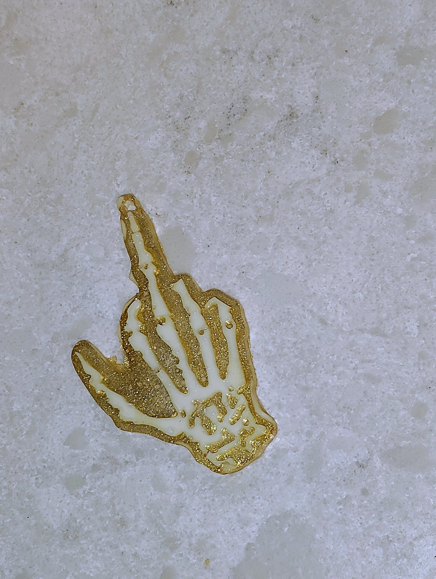 White and Gold Middle Finger Keychain