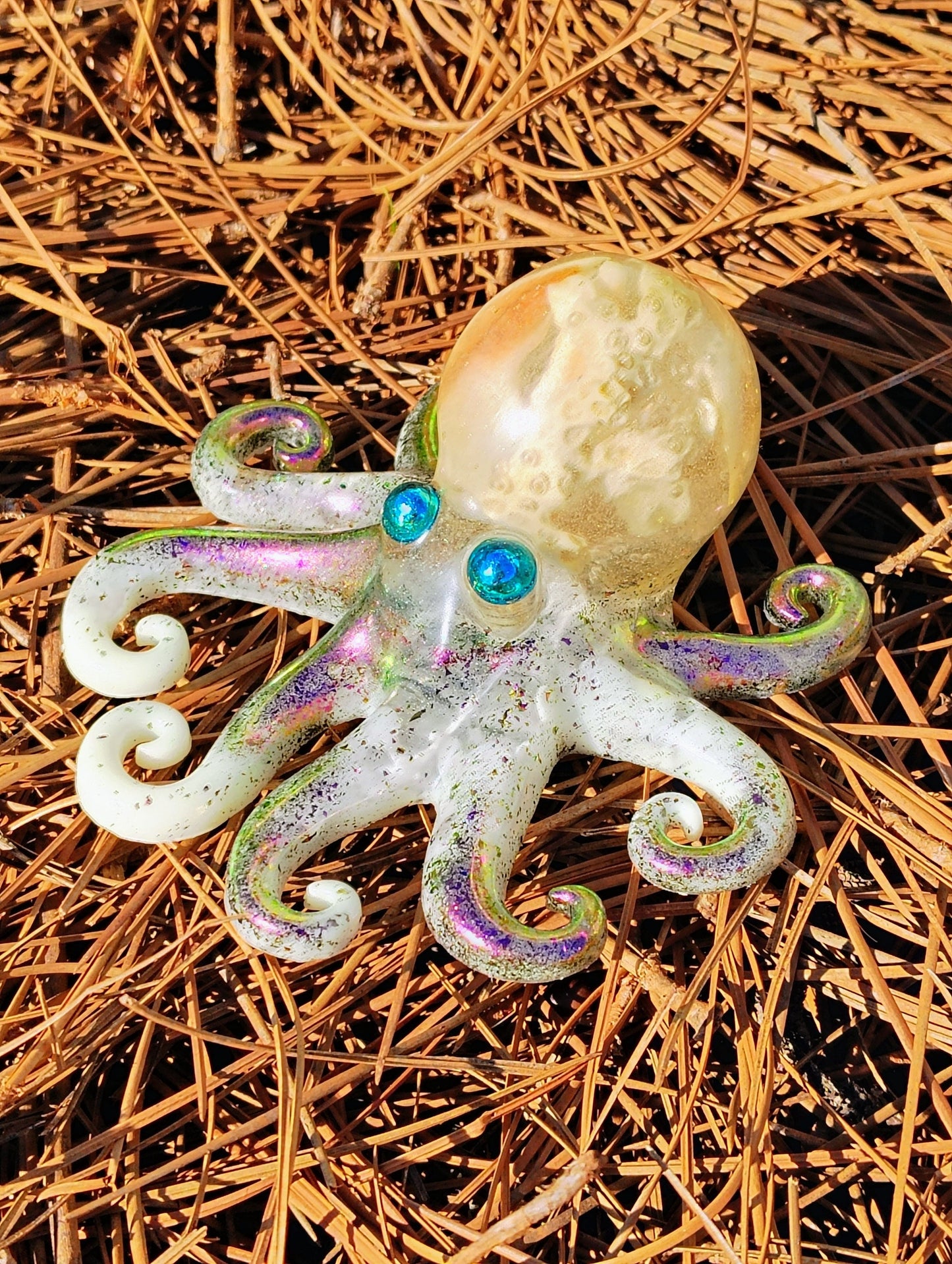 Artisan Hand Crafted Epoxy Resin Beach Head  Octopus Decor - Accent - Knick Knack - Paper Weight