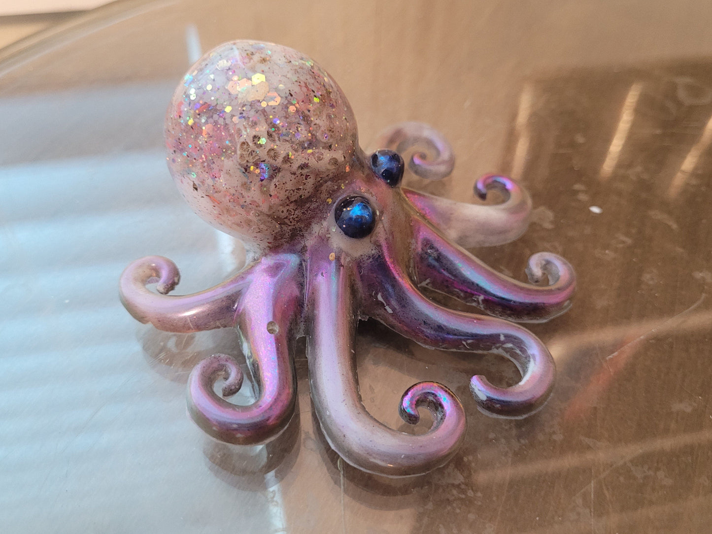 Artisan Hand Crafted Epoxy Resin Shell Head Octopus "Tipsy" Decor - Accent - Knick Knack - Paper Weight