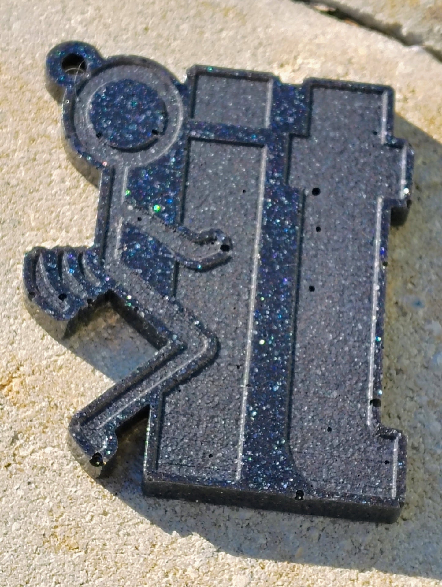 Black Out Glitter Fuck It Stick Figure Resin Keychain