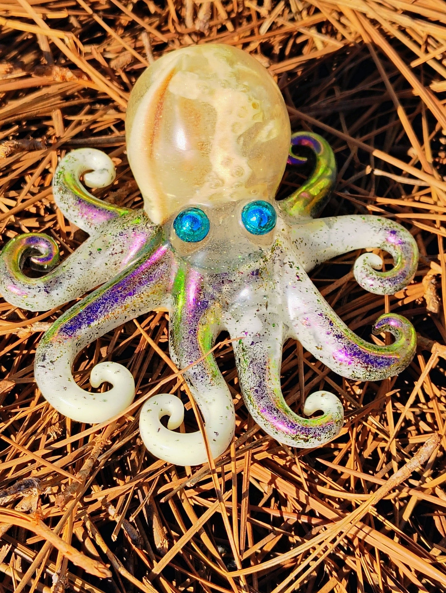 Artisan Hand Crafted Epoxy Resin Beach Head  Octopus Decor - Accent - Knick Knack - Paper Weight