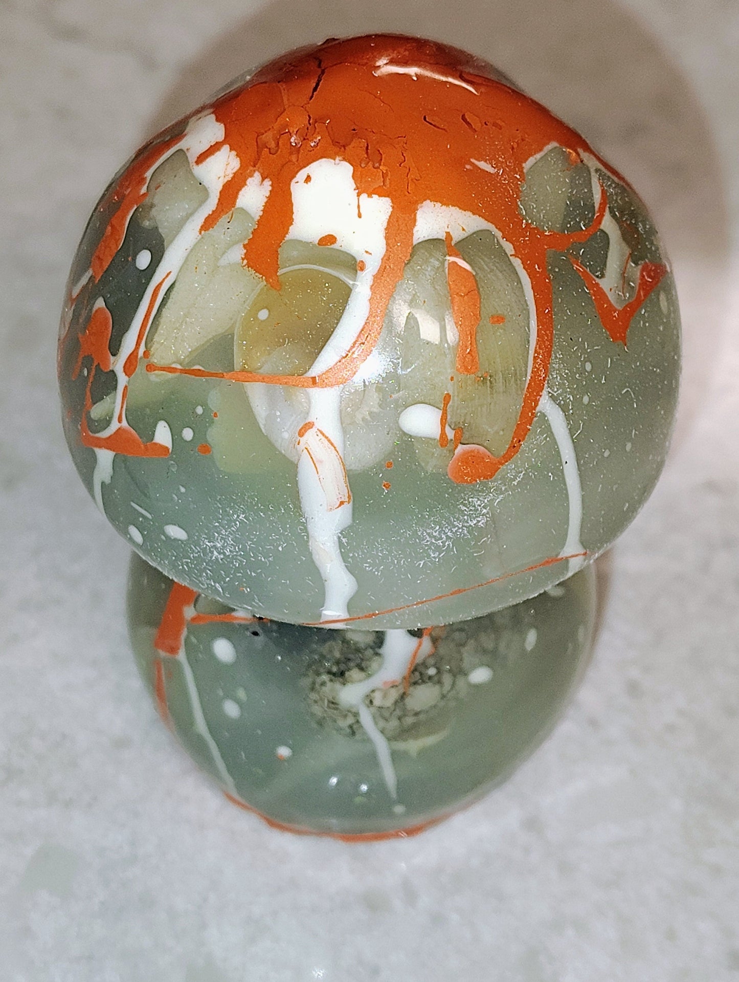 Resin Epoxy White and Orange Seashell Mushroom Decor Accent Paper Weight - BOHO, Hippie, Coastal Decor