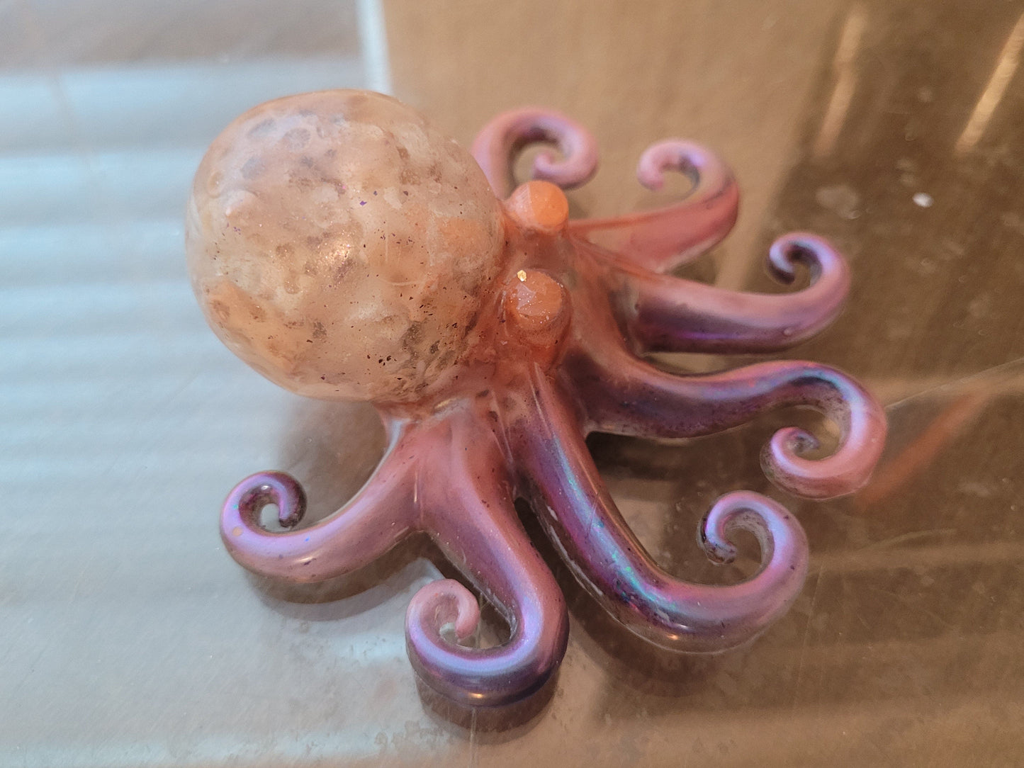 Artisan Hand Crafted Epoxy Resin Shell Head Octopus "Nubby" - Decor - Accent - Knick Knack - Paper Weight