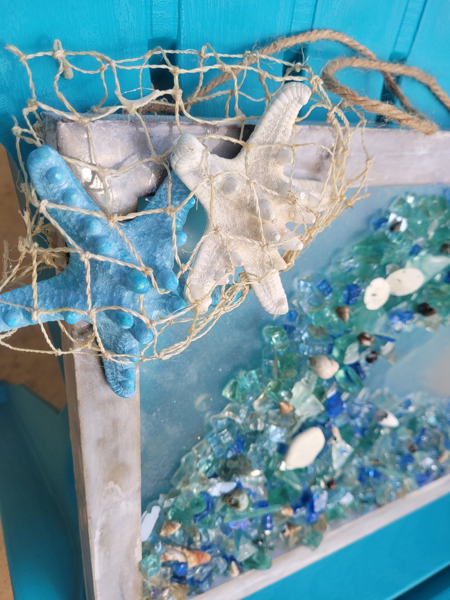 Recycled Broken Glass & Resin Wave Art