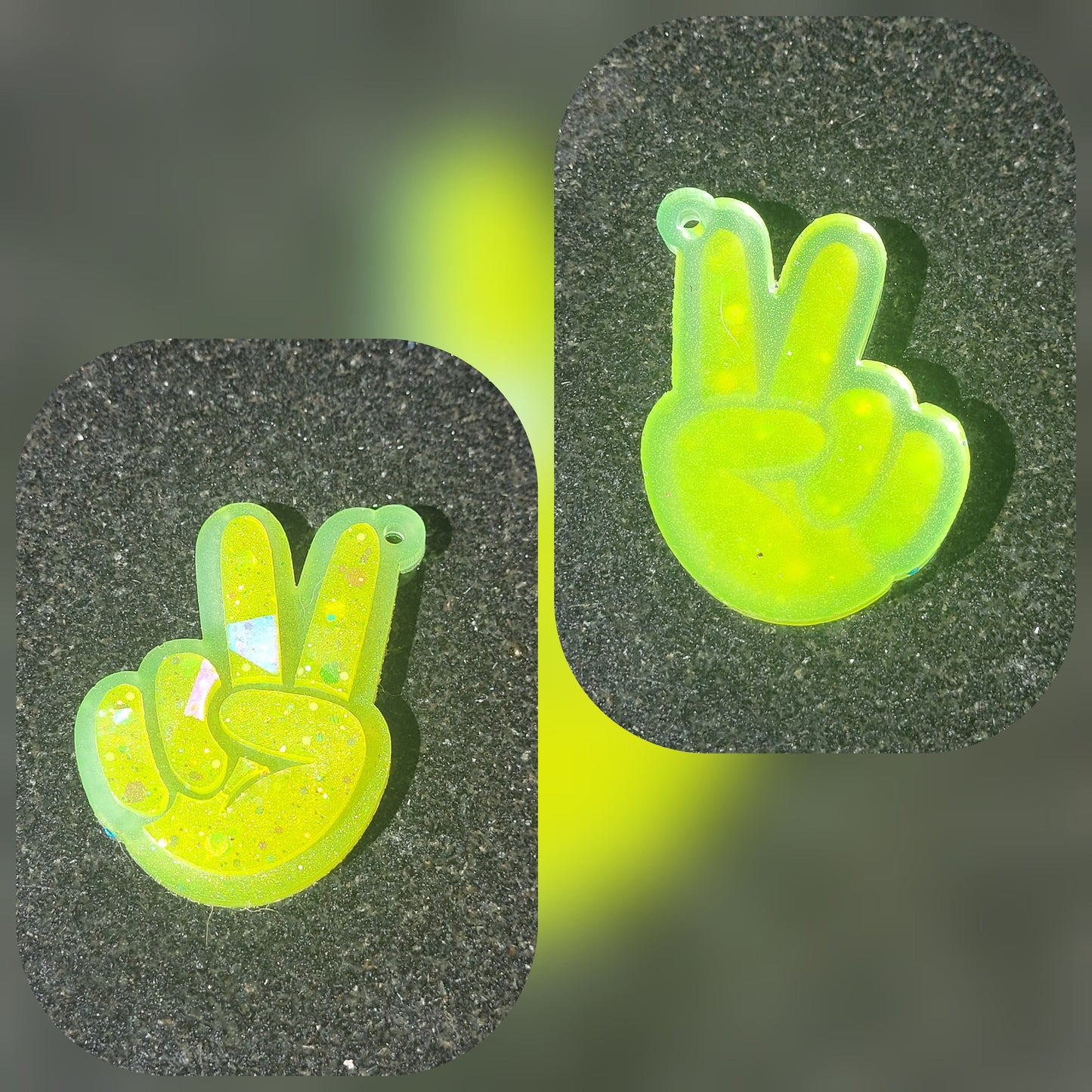 Artesian One of a Kind Holographic Jeep Boho Hippie Peace Sign✌️ Keychain Attitude Keychain - Tag